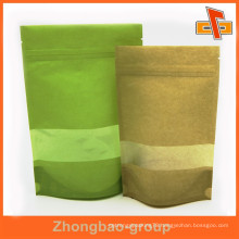 stand up kraft paper bags with window for food packaging